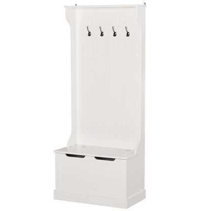 White Entrance Bench with Coat Hangers |  71.5 x 39.5 x 170cm