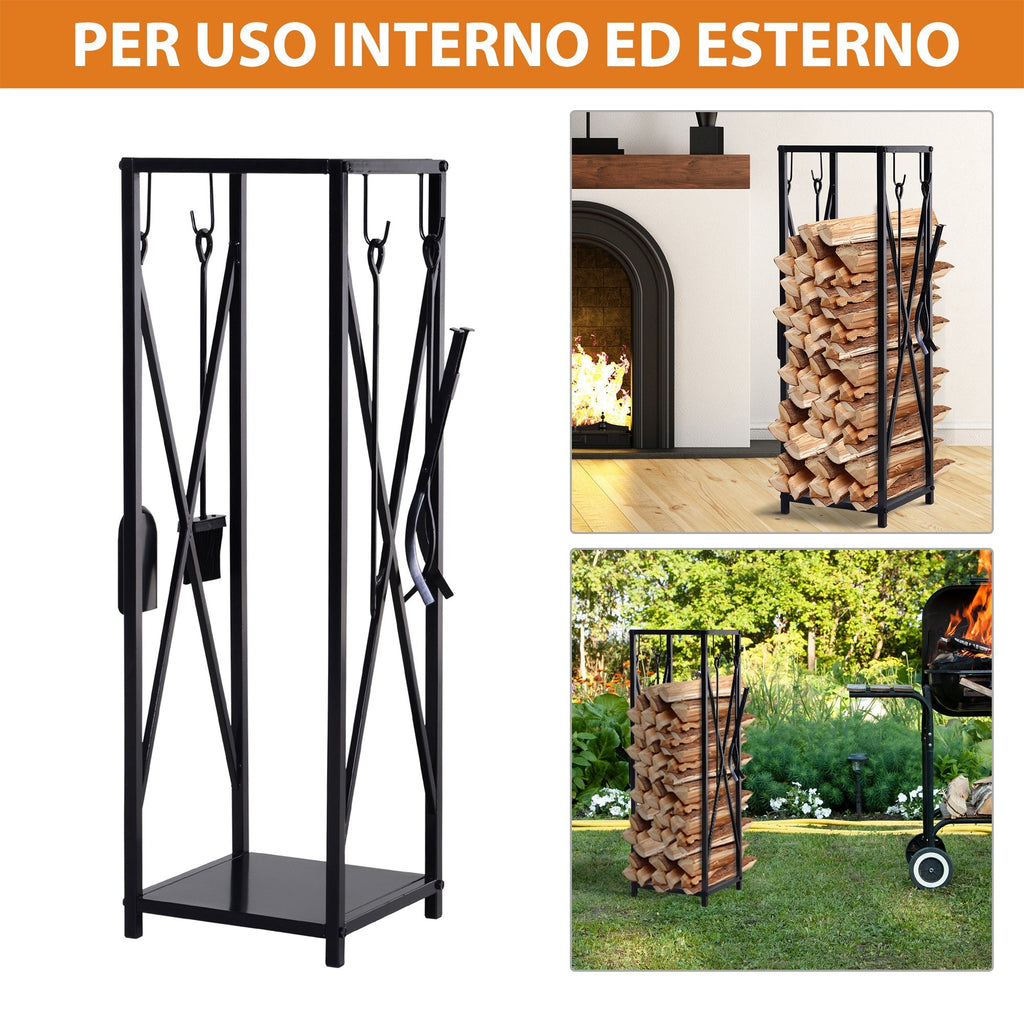 Outsunny interior portal and exterior metal space -saving with palette, gunshot, preparation and pliers, 34x34x111cm, black - Borgè