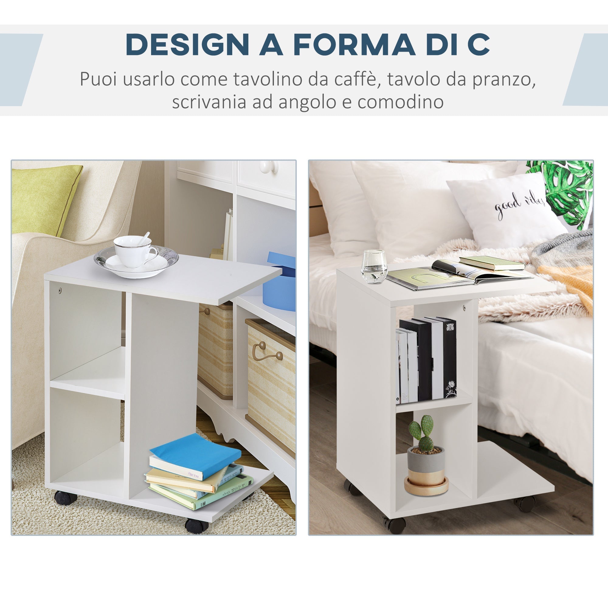 TABLE FROM CLOW WITH 2 OPEN BOARDS AND 4 NUTH RUNE ROOMS, IN TRUCIOLA, 45x35x58cm, White - Borgè