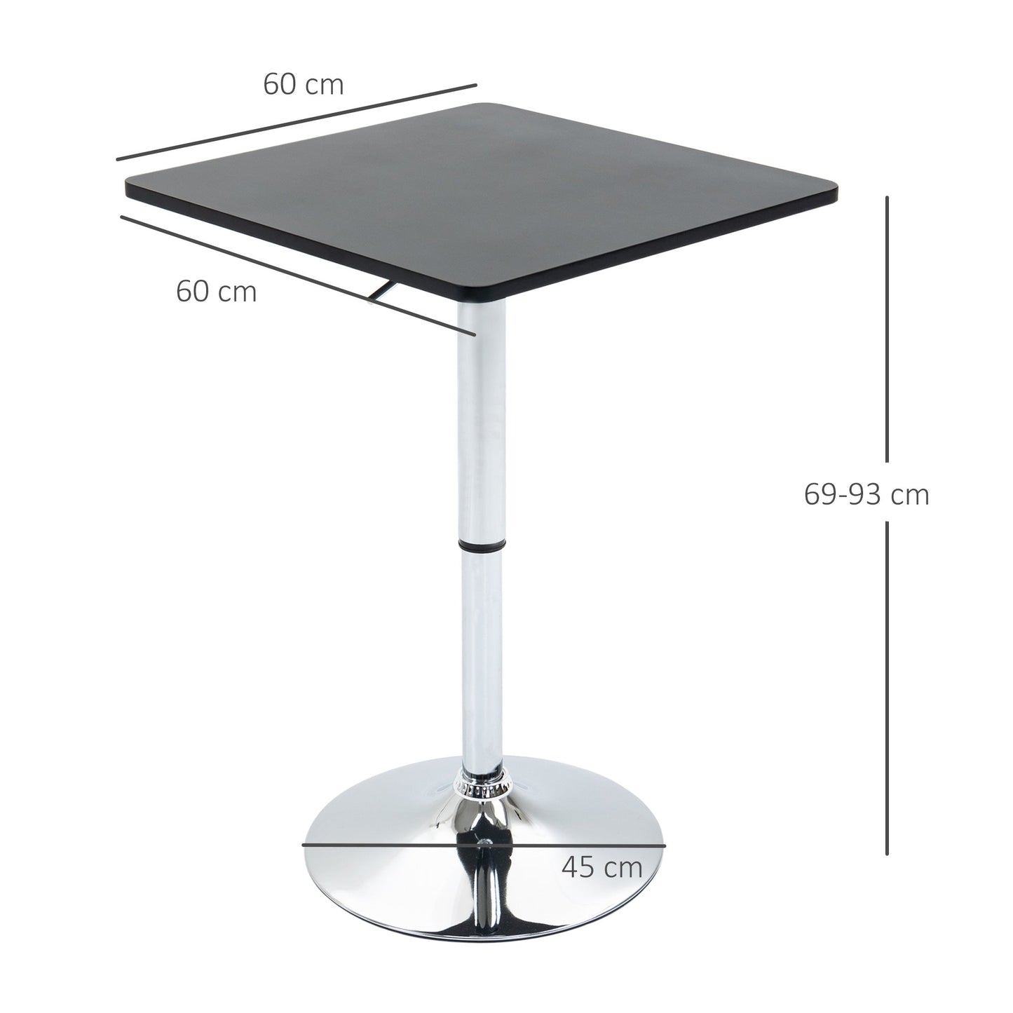 square table adjustable in height for bars, living room, kitchen - Borgè