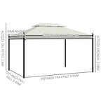 3x4m Steel Garden Gazebo with Double Roof and 4 Side Awnings, Cream - Borge' Group Limited