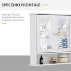 Kleankin Bathroom wall cabinet with white mirror 56 x 13 x 58cm - Borgè