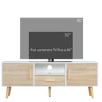 Homcom Low TV Mobile for TV Max 46 "with open shelf, drawer and 2 lockers, in chipboard and pine, 120x37x45.5cm - Borgè