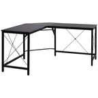 Desk spacious corner of wood and metal, black - Borgè