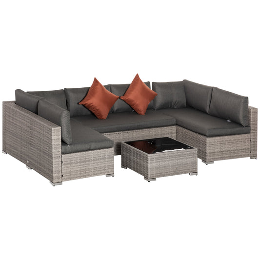 Outsunny Garden Furniture Set 4 pieces in Rattan PE, outdoor lounge with 3 sofas and 1 coffee table, removable and washable cushions, Grey - Borgè