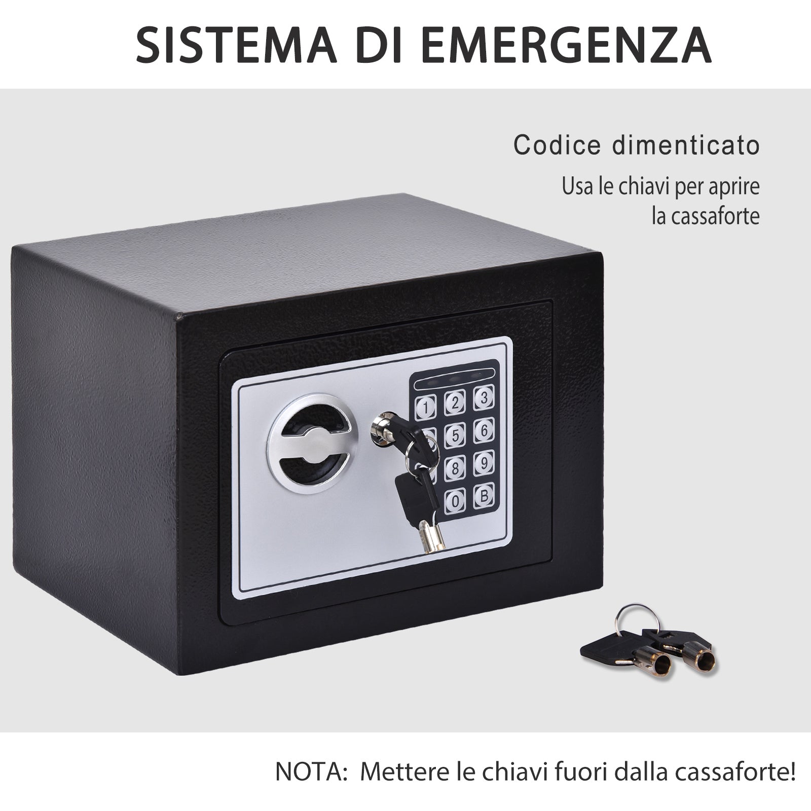 Mini Safe with Combination and Emergency keys Wall fixing | - Borgè