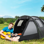 Outsunny camping curtain 3-4 people two rooms with windows, transport bag 475x264x172cm black - Borgè
