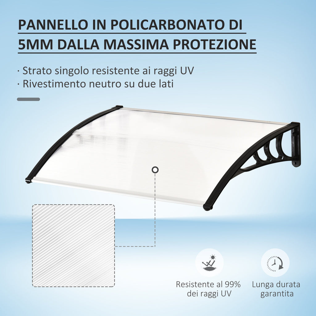 Outdoor Canopy 75x120 cm in Waterproof and Anti-UV Polycarbonate for Door or Window - Borge' Group Limited