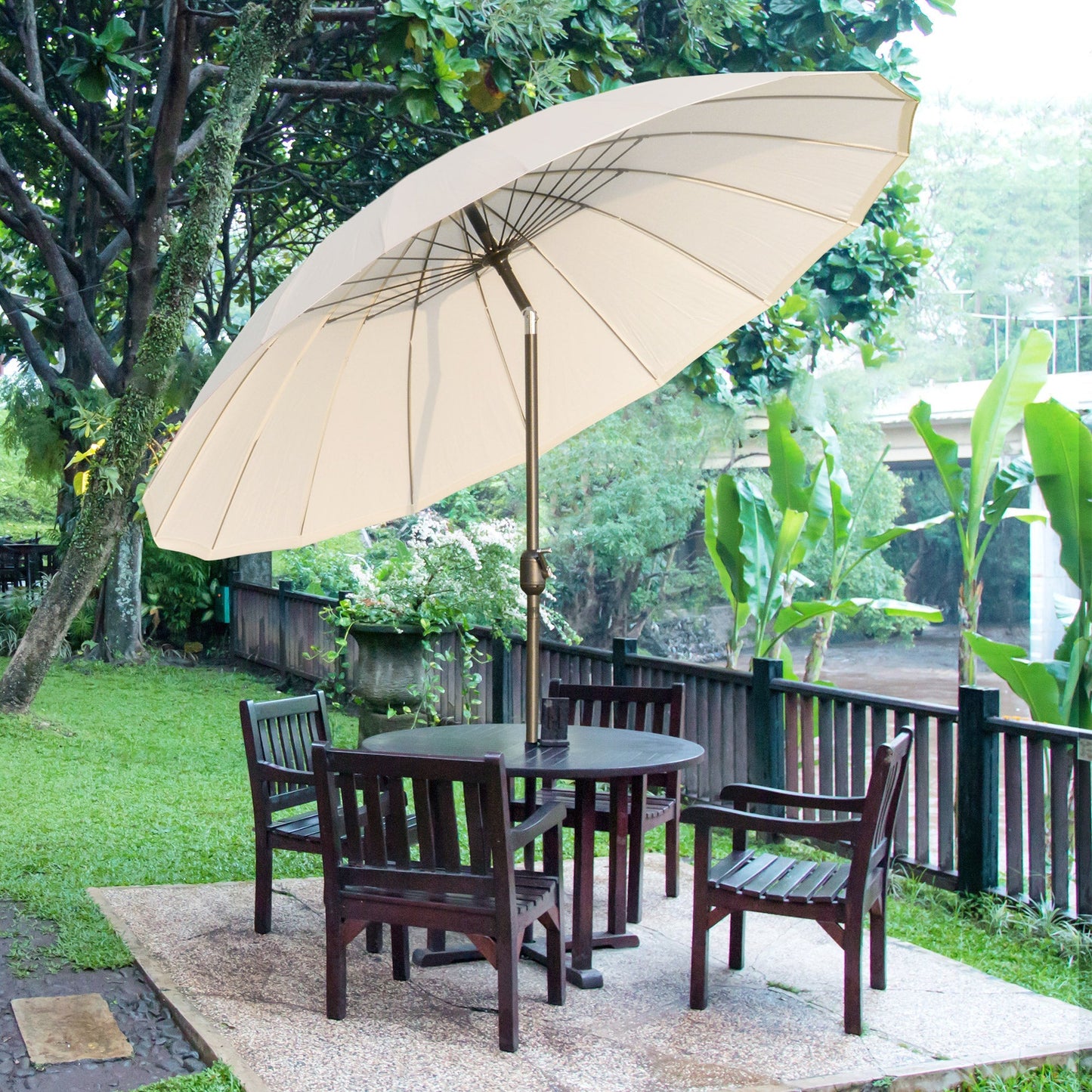 Outsunny Garden umbrella inclination and with crank ф255cm white cream - Borgè