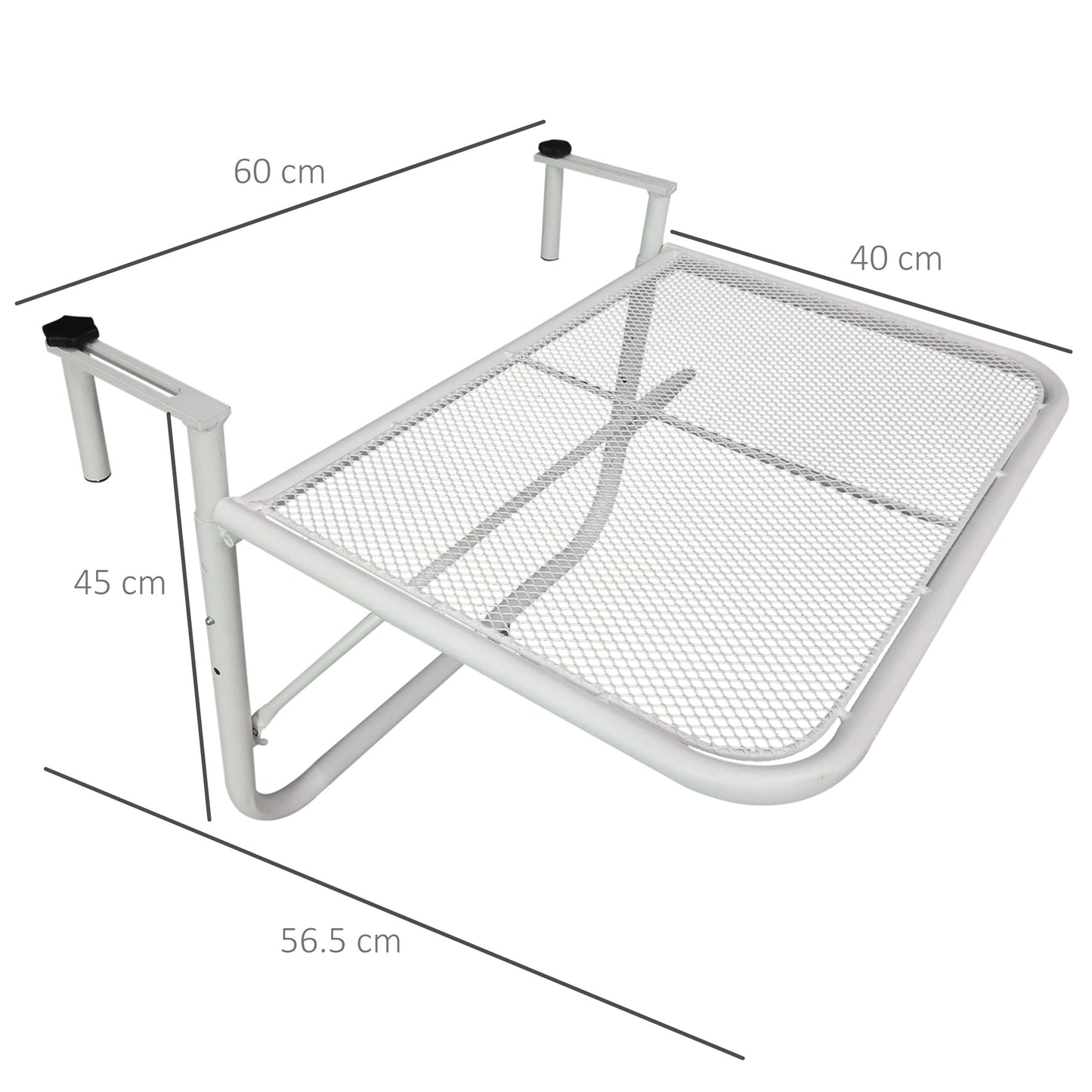 Outsunny railing table height height 3 metal levels, 60x56.5x45cm white - Borgè