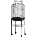 Pawhut bird cage with 3 posees, 2 bowls and 2 side doors, in steel, pp and wood, 46x36x130 cm, black - Borgè