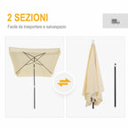 2x2m Outdoor Umbrella with Square Canopy, Adjustable and Portable Structure, Cream - Borge' Group Limited