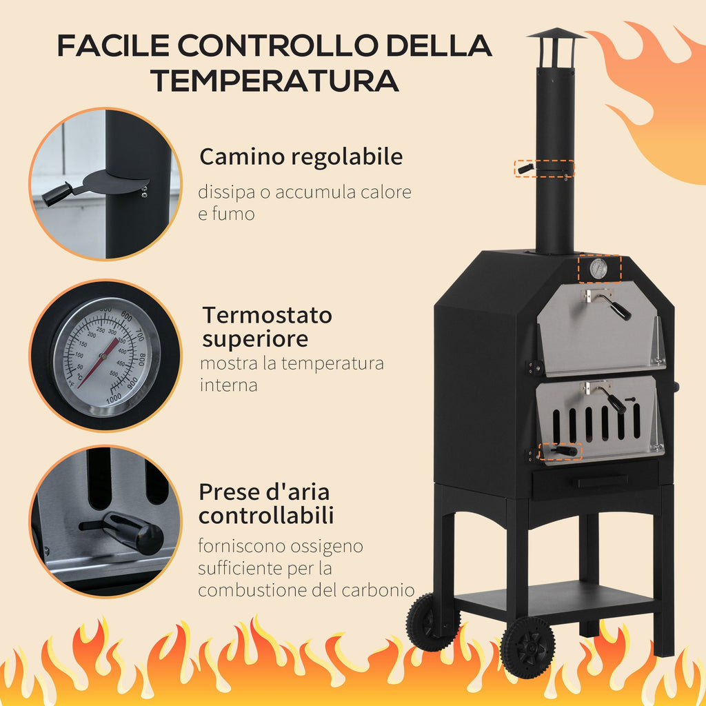 Black Outdoor Pizza Charcoal Oven - Borge' Group Limited