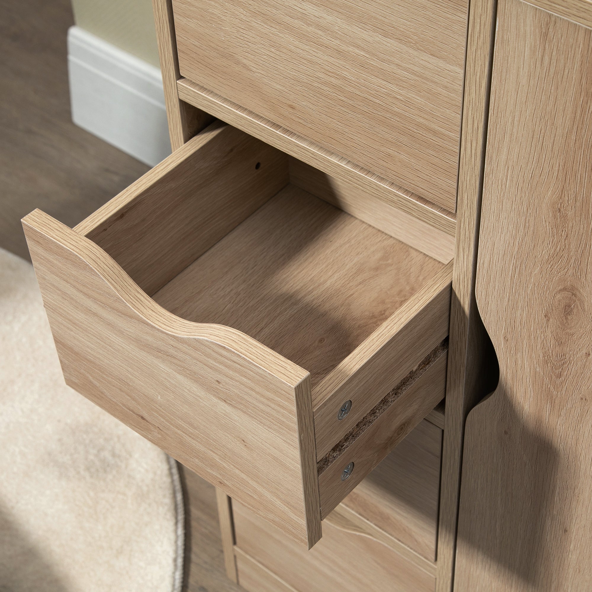 Homcom Bathroom cabinet with 4 drawers, 2nd levels and clipped handles, in chipboard, 54x29x83 cm - Borgè