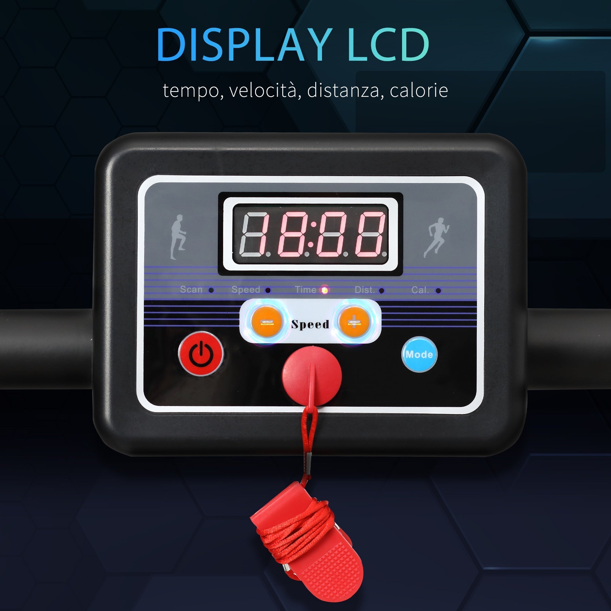 Electric Folding Treadmill with LCD Screen and 2 Wheels for Home or Office Training, 500W Motor, 10km/h Speed - Borgè