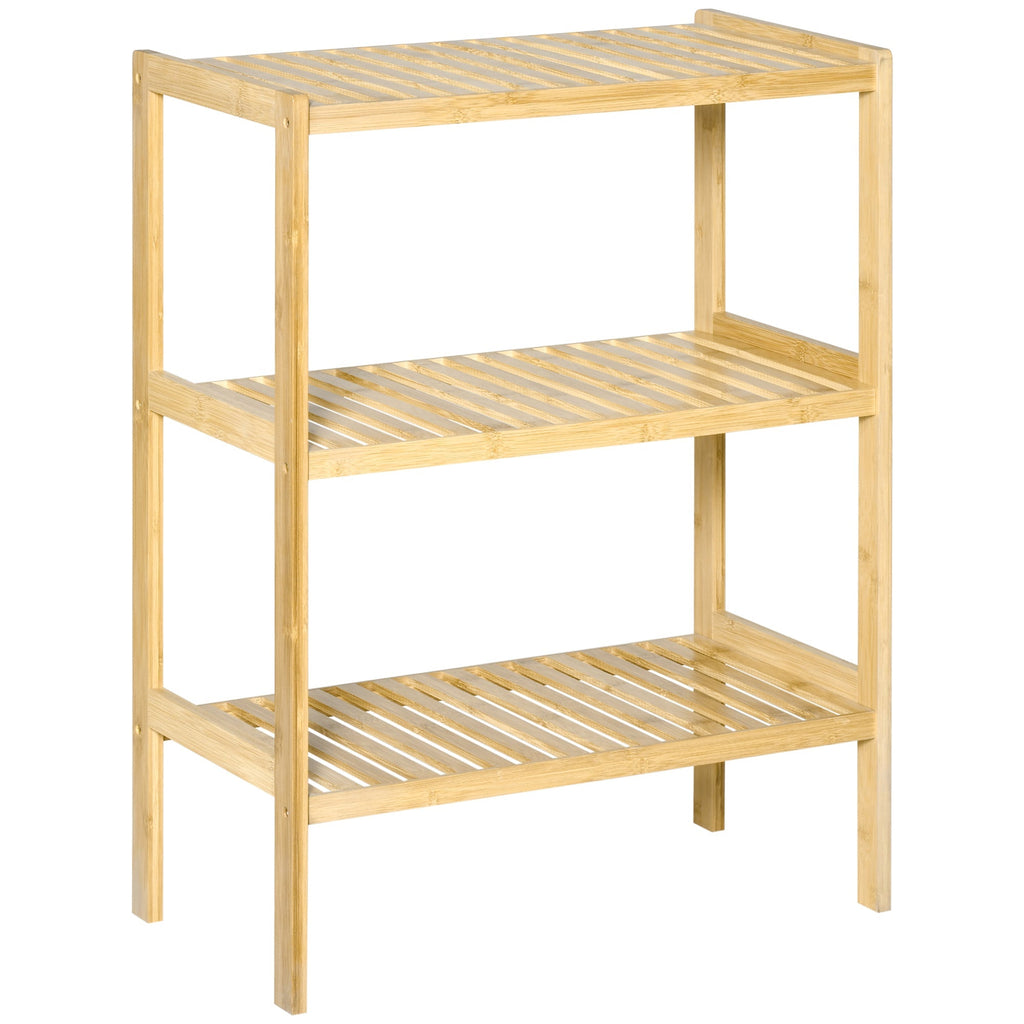 Multiuse mobile 3 levels saving in bamboo for bathroom and living room, 62x33x80cm - Borgè