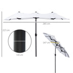 Double Tilting Garden Umbrella with Crank Opening, 295x152x222cm, White - Borge' Group Limited