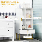 Kleankin Modern Bathroom Cabinet with locker, drawer and adjustable shelf, 60x30x120cm, white - Borgè