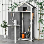 Garden Shed Fir Tool Storage with Removable Shelf and Work Table, 78x52.5x182 cm, Grey - Borge' Group Limited
