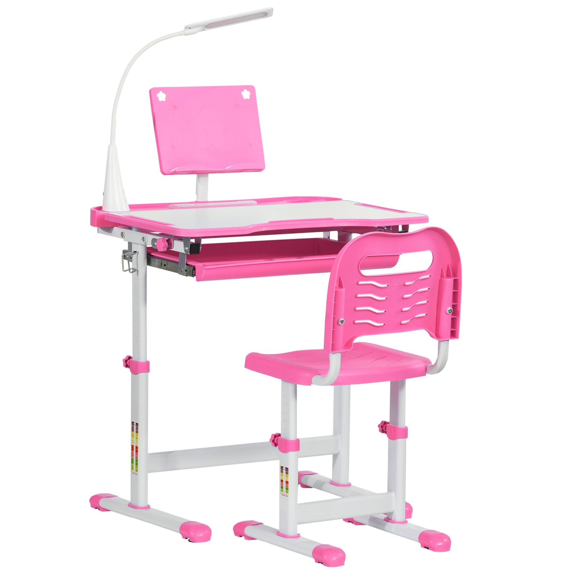 School Desk with Chair for Children 6-12 Years, 70x49. 5x80-105 cm, Pink - Borgè