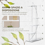 5-Tier Crescent-Shaped Indoor/Outdoor MDF and Steel Flower Stand, 50x30x160cm, White - Borge' Group Limited