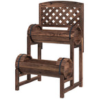 Outsunny Outdoor Fioriera at 2 levels with drainage and grilled holes, in fir wood, 42x49x80 cm, brown - Borgè