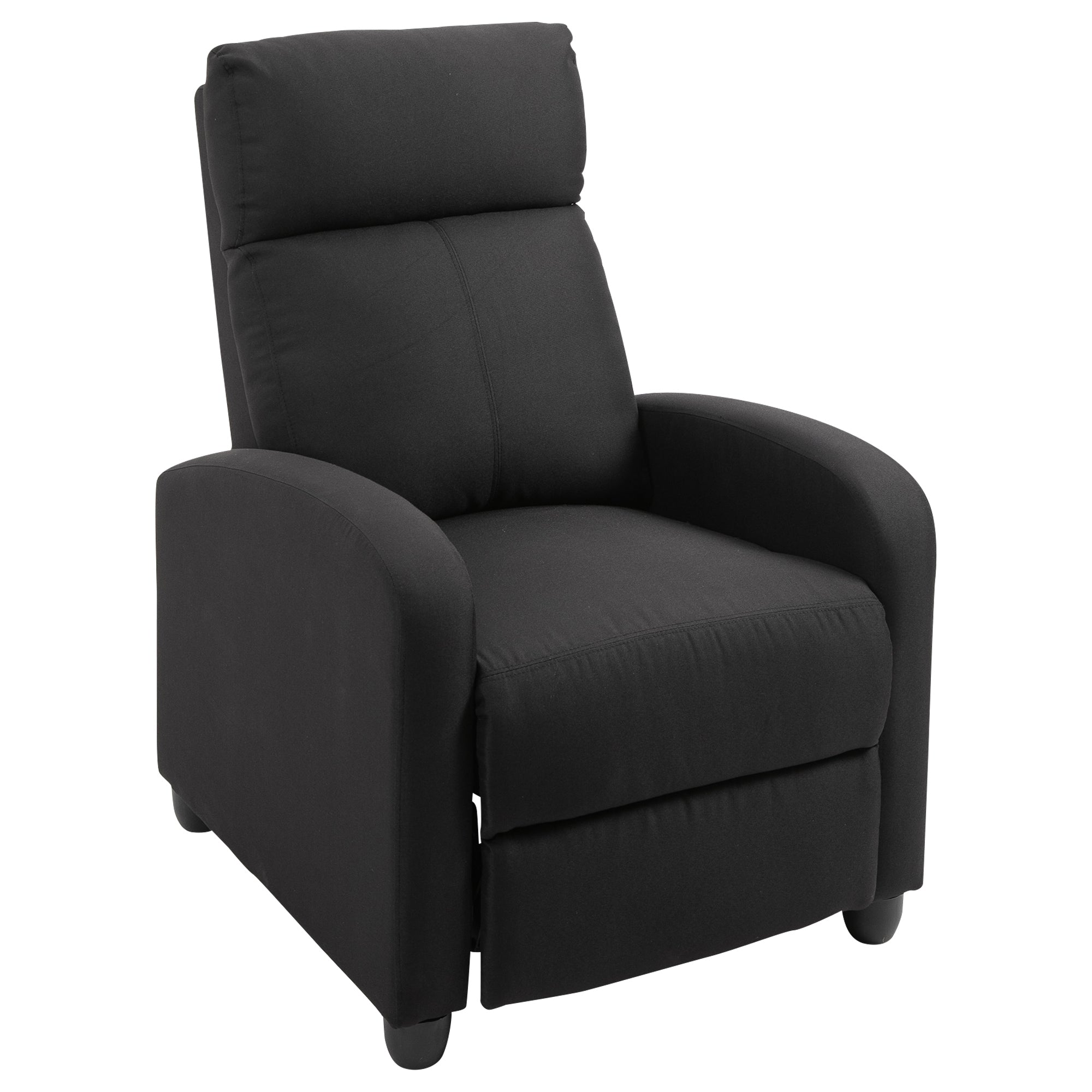 Padded Relax Armchair With Reclinable Back and Pullified Pypiece In Black Fabric - Borgè