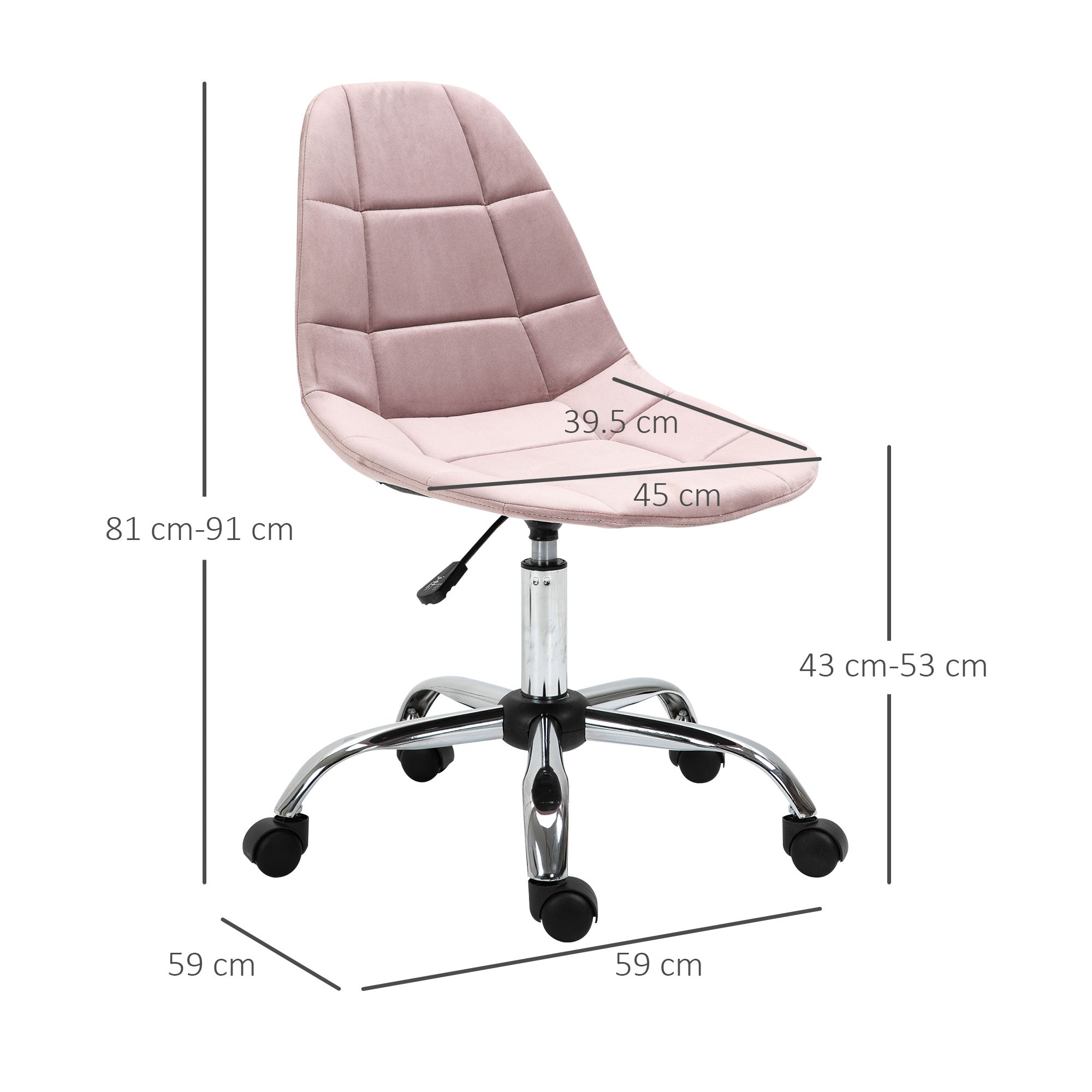 WINTERS | Pink Swivel Chair for Bedroom or Office - Ergonomic Chair - Borgè
