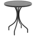 Outsunny round garden table with steel slat top, Ã˜66x71.5cm, black - Borgè