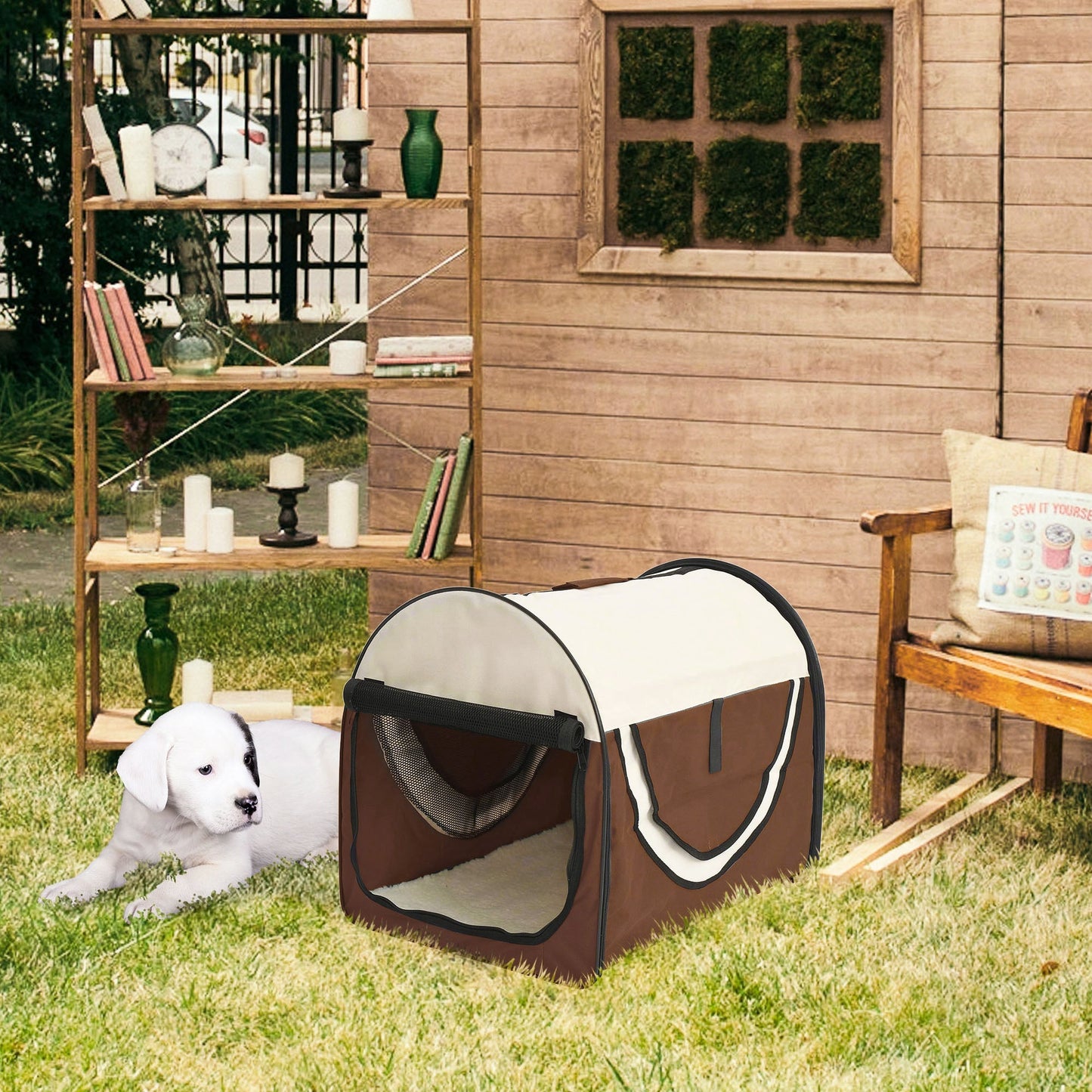 Pawhut transports for dogs and folding cats, coffee, 61x46x51cm - Borgè