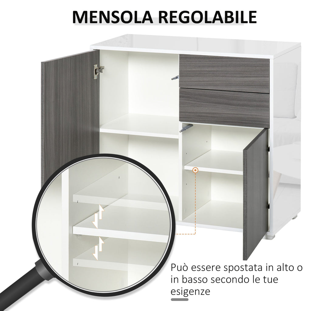 Multiuse cabinet 2 drawers and 2 lockers, pressure opening - Borgè