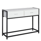 table console for entrance with 2 drawers in white wood and black metal - Borgè
