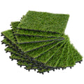 Outsunny garden tiles with synthetic grass 30x30cm 10 pieces, artificial lawn density 6500, green - Borgè