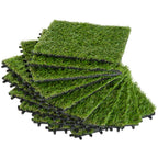 Outsunny garden tiles with synthetic grass 30x30cm 10 pieces, artificial lawn density 6500, green - Borgè
