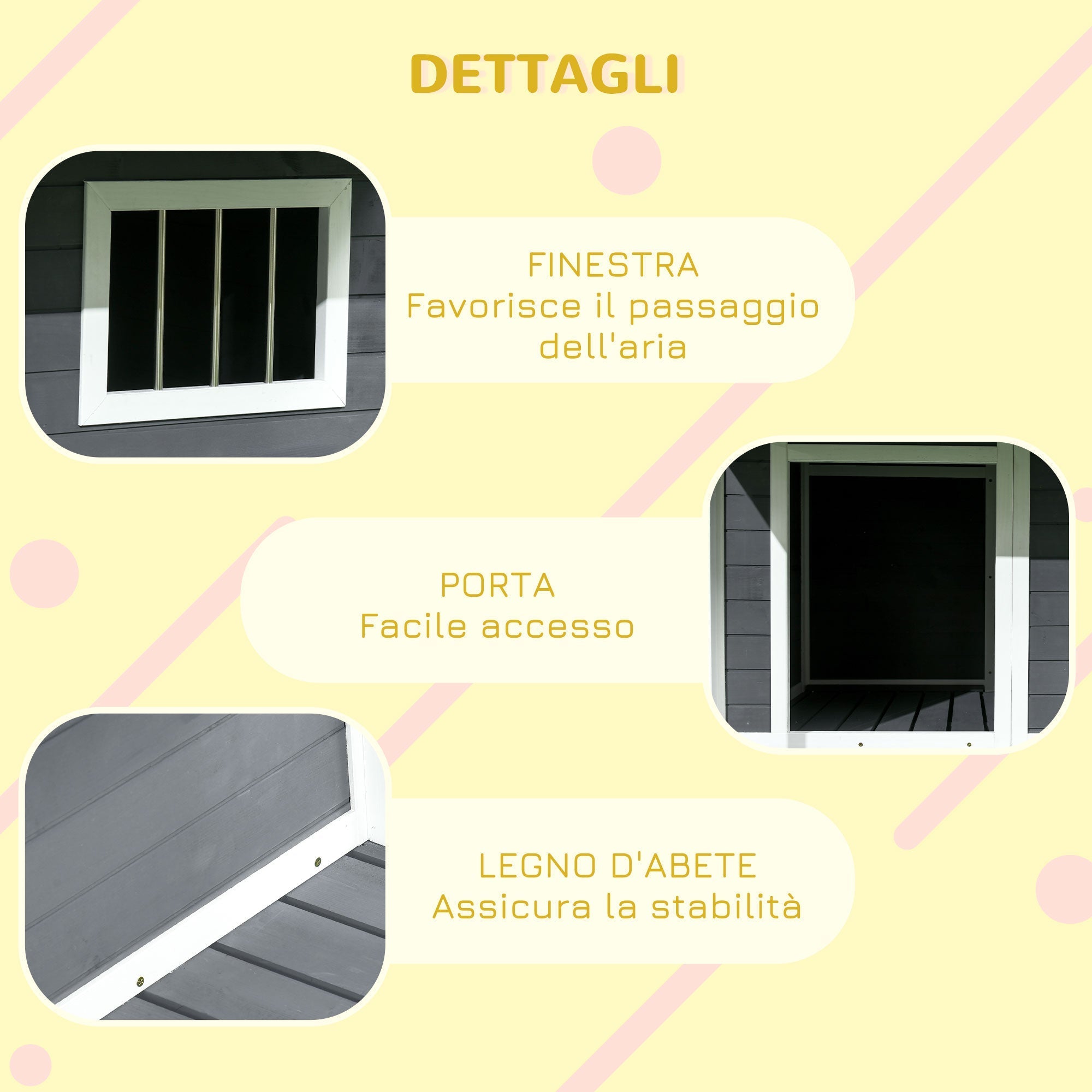 PAWHUT KNEW FOR OUROD DOGS WITH CARE, WINDOW AND Waterproof roof, 124x112x105cm, Grey - Borgè