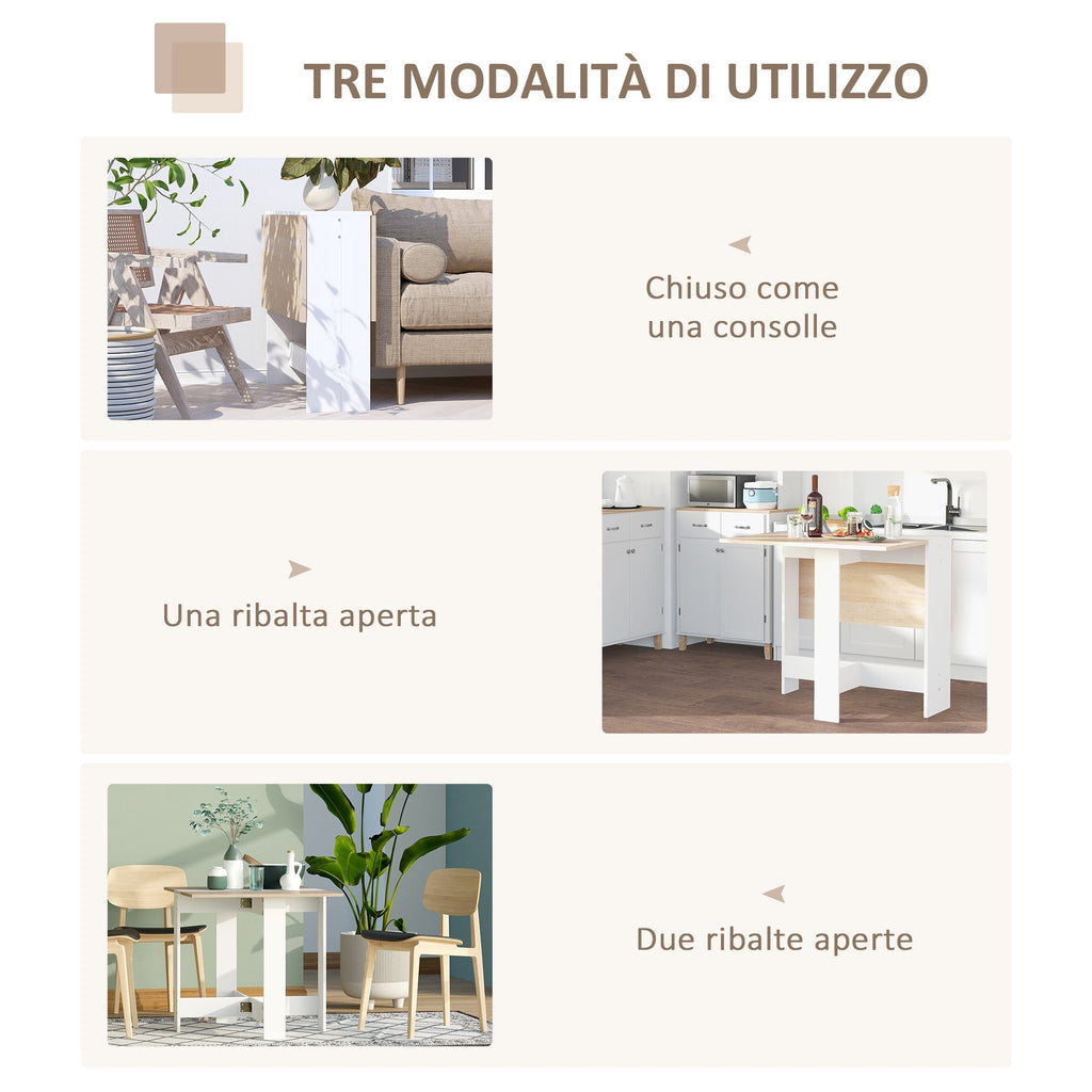 extendable dining table, wooden folding table 103 × 76 × 73.5cm white oak - Borgè