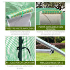 3x3x2m Outdoor Tunnel Greenhouse with PE Cover, Zippered Door and 4 Windows, Green - Borge' Group Limited