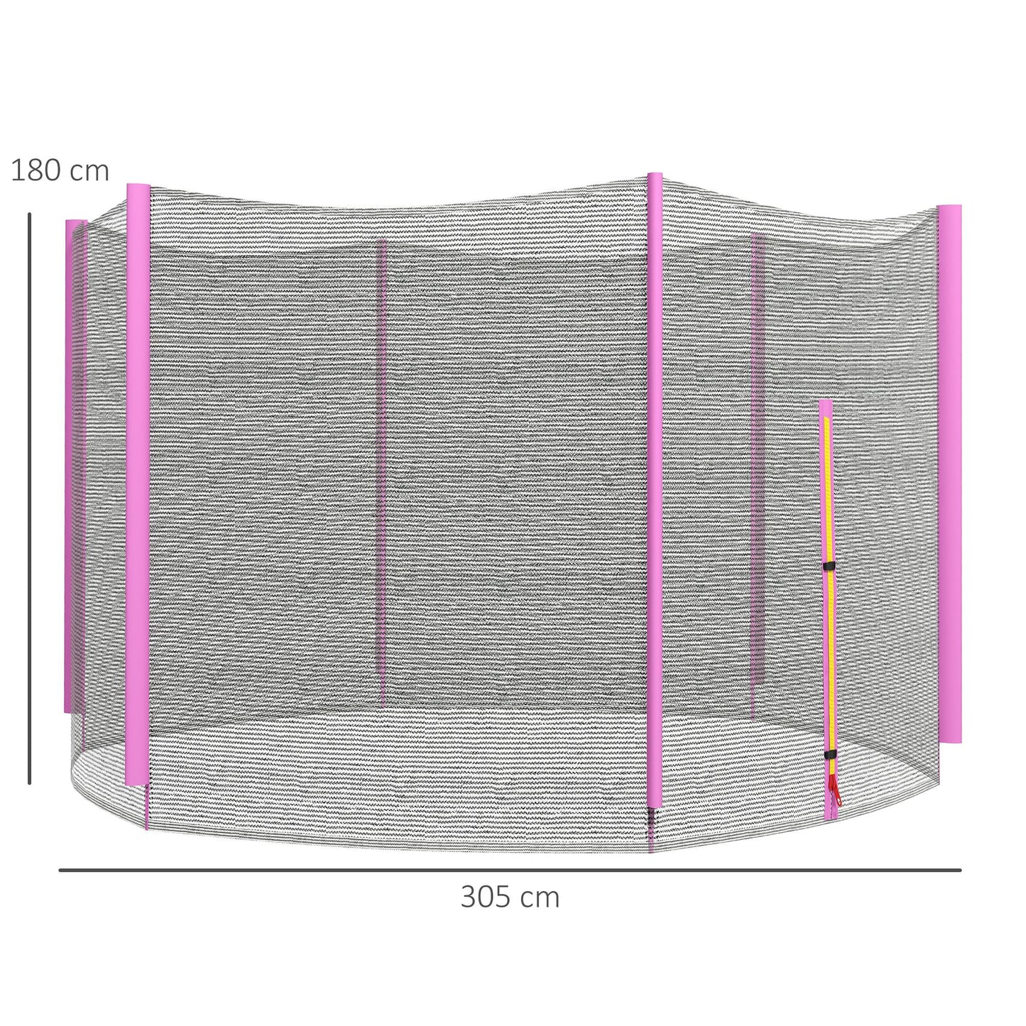 SportNow protection network for 6 -pole trampolines with hinged entrance, in PE, Ã˜305x180 cm, black and pink - Borgè