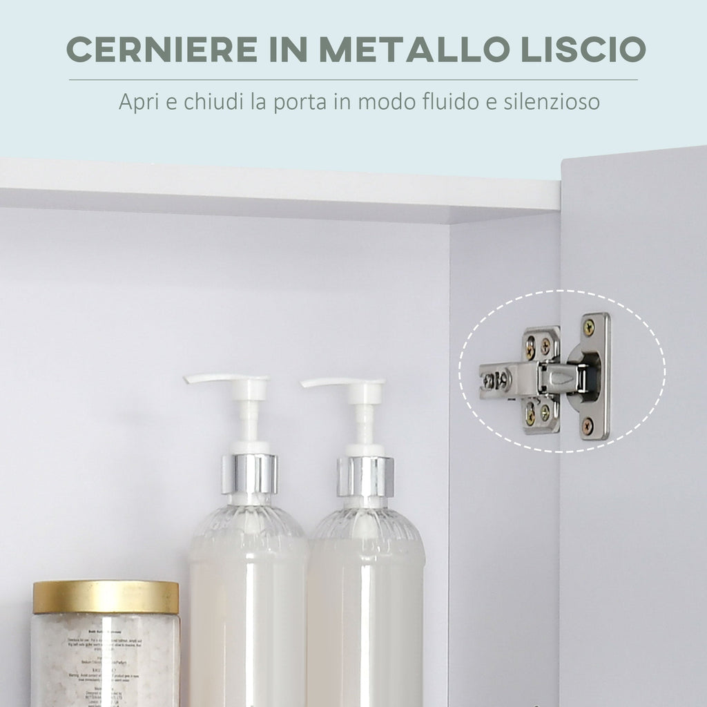 kleankin rectangular mirror cabinet with beliefs and adjustable shelf, 60x15x75cm - Borgè