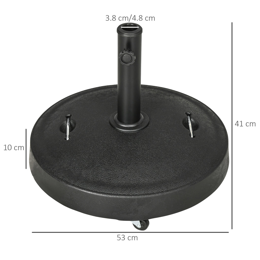 Outsunny base for 23.5kg umbrella with 2 crank and wheels, resin and steel, Ã˜53x41 cm, black - Borgè