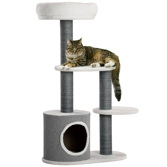 Cat Tree for cats with Scratch Pole , 55.5x30.5x98 cm, white - Borgè