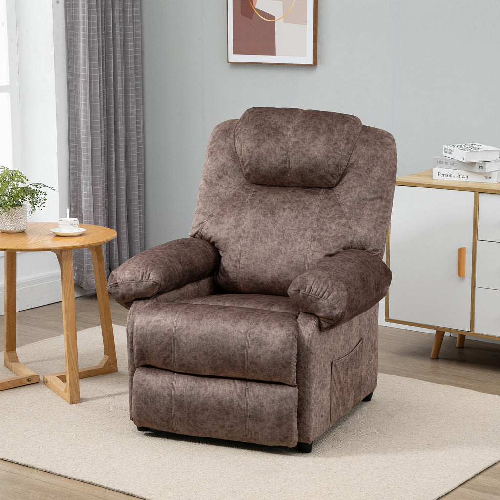 Relaxable chair manually reclining in fabric with extra padding, brown - Borgè