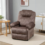 Relaxable chair manually reclining in fabric with extra padding, brown - Borgè