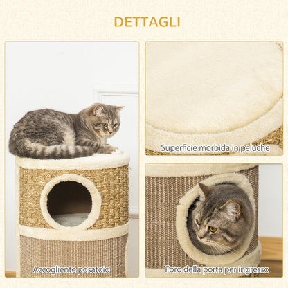 Cats House for cats with Scratch Pole with rope in Sisal Alga Marina - Borgè