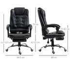office chair at adjustable height with reclining back and footrest, 64.5x69x117-127 cm, black - Borgè