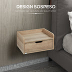 Set 2 bedside tables suspended in chipboard for bedroom and living room, 40x30x19.5 cm - Borgè