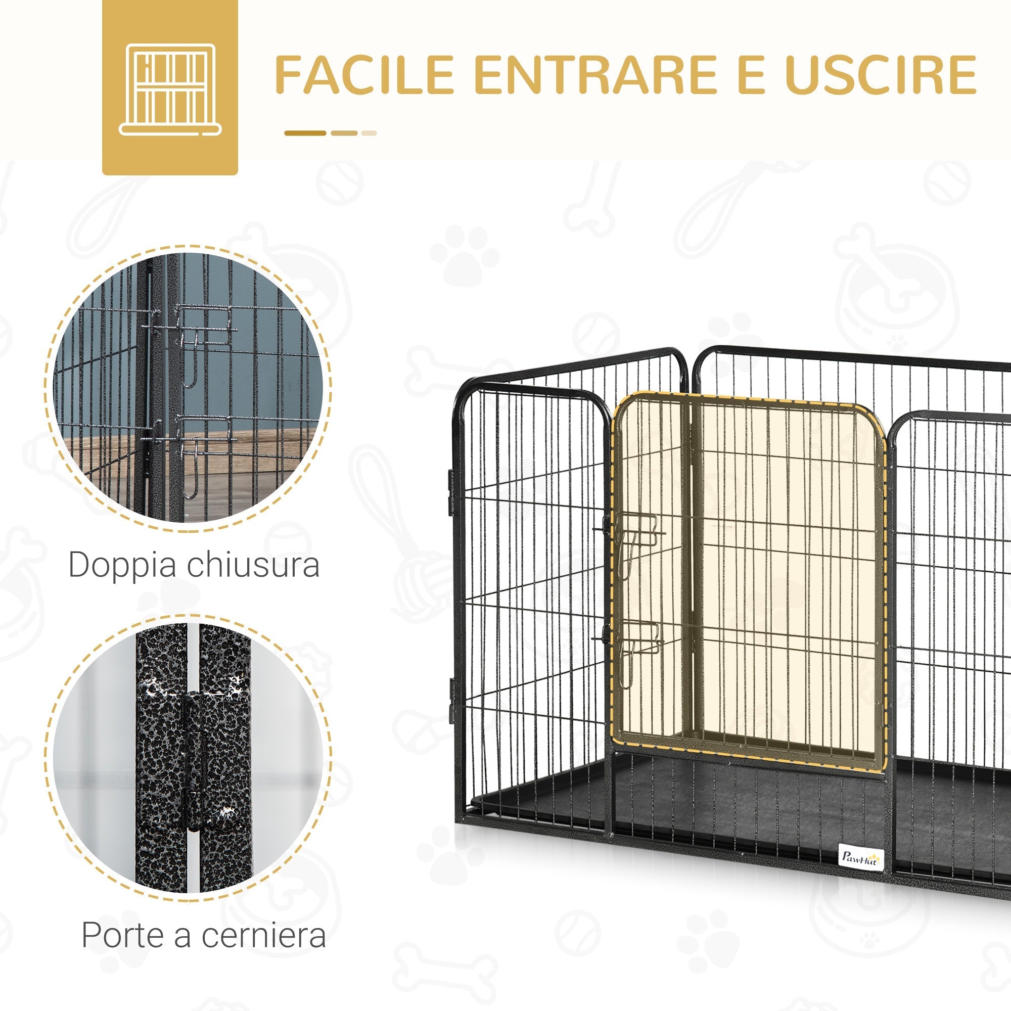 Metal Dog Kennel with Door and Bottom Tray, 109x74x71cm, Grey - Borge' Group Limited