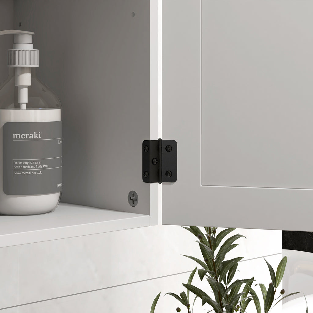 Kleankin Wooden Bathroom Wooden Bathroom Wooden Bathroom With Adjustable Bank, 60x30x60cm, White - Borgè