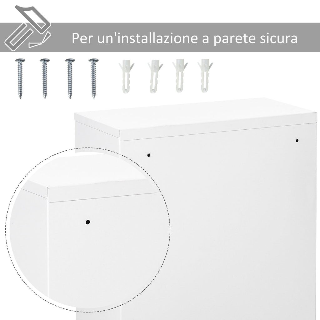 Kleankin 3 -level medicinal cabinet in steel with 2 keys and wall assembly, 40x18x60 cm, white - Borgè