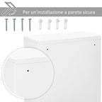 Kleankin 3 -level medicinal cabinet in steel with 2 keys and wall assembly, 40x18x60 cm, white - Borgè